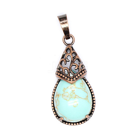 Retro Hollow Synthetic Turquoise  Pendants PW-WGBA09F-20-1