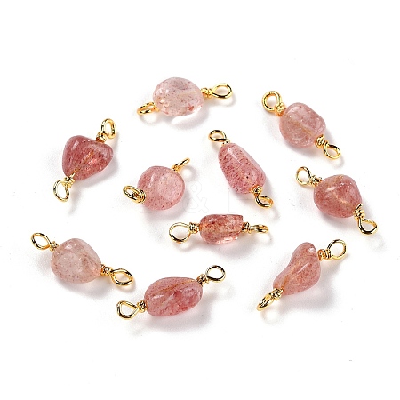 Natural Strawberry Quartz Links Connectors G-K316-02J-G-RS-1