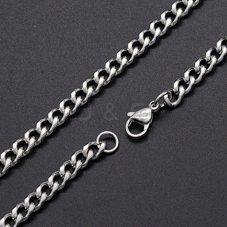 Men's 304 Stainless Steel Cuban Link Chain Necklaces NJEW-T012-04B-46-S-1