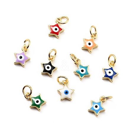 Rack Plating Brass Enamel Charms KK-G387-06G-1