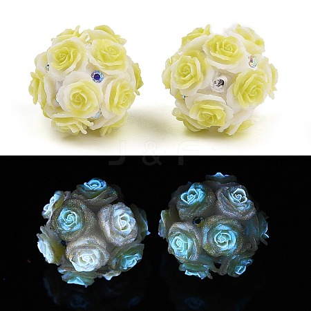 Acrylic Handmade Luminous Polymer Clay Rhinestone Beads CLAY-H003-07A-1