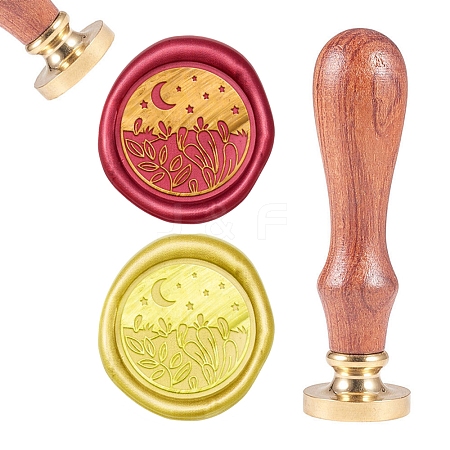 Brass Wax Seal Stamp AJEW-CP0002-04-D027-1