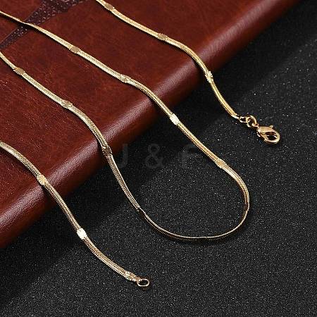 2.5mm Rack Plating Brass Herringbone Chain Necklaces for Women Men MAK-L044-19G-1