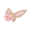 Natural Rose Quartz & Glass Seed Beads Pendants PALLOY-MZ00309-3