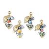 Handmade Porcelain & Natural Cultured Freshwater Pearl & Brass & 201/304 Stainless Steel Pendants PALLOY-JF05914-1