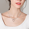 ANATTASOUL 2Pcs 2 Colors Alloy Heart Pendant Necklace with Thorn Chains for Women NJEW-AN0001-68-5