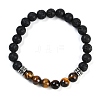 Natural Lava Rock & Tiger Eye Beaded Stretch Bracelets for Women Men BJEW-F486-04AS-4