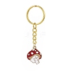 4Pcs 4 Styles Alloy Enamel Pendants Mushroom Character Keychain KEYC-JKC00432-2