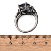 Heart Brass Micro Pave Cubic Zirconia Finger Rings FS-WG4D14B-05-3