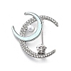 Alloy Crystal Rhinestone Double Moon Brooches JEWB-C037-03P-1