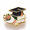 Doctorial Hat with Book and Bouquet Enamel Pin JEWB-M023-17-1