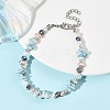 Natural Larimar Chip Beads & Cultured Freshwater Pearl Beaded Bracelets for Women BJEW-JB14215-2