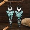 Bohemian Style Moon with Butterfly Glass Bead Handmade Dangle Earrings FV9347-3-1