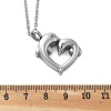 304 Stainless Steel Double Dolphin Heart Urn Ashes Necklaces STAS-Z106-08P-6