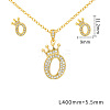 Brass Micro Pave Clear Cubic Zirconia Pendant Necklaces & Stud Earrings Sets FS-WG8C370-15-1