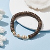 Natural Coconut and Shell Beaded Stretch Bracelets BJEW-JB09978-2