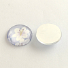 Flower Pattern Flatback Half Round Glass Dome Cabochons GGLA-R026-10mm-08-2