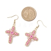 304 Stainless Steel Glass Seeds Cross Dangle Earrings EJEW-MZ00506-04-4