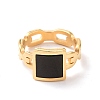 Black Acrylic Square Finger Ring RJEW-D120-08B-G-2