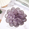 Flower Cloth Rhinestone Broochs JEWB-WH20009-06P-01-3