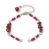 Natural Red Jasper Chips & Handmade Seed Beads Bracelet Making AJEW-MZ00001-05-1