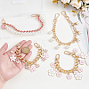 4Pcs 4 Styles Alloy Pink Enamel Flower Charm Bag Decorative Chains FIND-GA0008-19-3