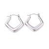 304 Stainless Steel Rhombus Hoop Earrings for Women EJEW-G293-21P-1