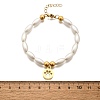 304 Stainless Steel Flat Round with Paw Print Charm Bracelets for Women BJEW-C098-11G-5