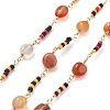 Natural Agate & Glass Link Chains CHC-K014-11G-05-1