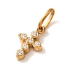 304 Stainless Steel Micro Pave Clear Cubic Zirconia Charms CU-CBA703A-02G-02-2