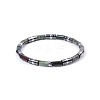 Bohemian Natural Indian Agate & Platinum Synthetic Non-magnetic Hematite Beaded Stretch Bracelets for Women Men NY1304-9-1