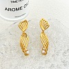 Line Brass Imitation Pearl Dangle Stud Earrings EJEW-M084-01G-4