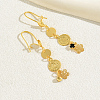 Elegant Brass Coin Flat Round Tassel Hoop Earrings BR6200-2