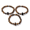 Natural Tiger Eye Beaded Stretch Bracelet for Women BJEW-A145-01E-4