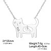 304 Stainless Steel Holow Cute Cat with Fish Pendant Necklaces for Women WGEC842-01-2
