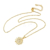 Brass Micro Pave Clear Cubic Zirconia Sun Pendant Necklaces for Women NJEW-S449-05A-G-4