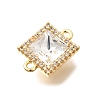 Brass Micro Pave Clear Cubic Zirconia and Glass Connector Charms KK-N289-15G-2
