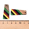 Jamaican Colour Epoxy Resin & Walnut Wood Pendants RESI-N039-122M-3
