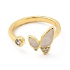 Clear Cubic Zirconia Butterfly with Enamel Open Cuff Ring KK-H439-11G-2