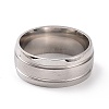 Non-Tarnish 201 Stainless Steel Double Grooved Finger Ring for Women RJEW-I089-01P-2