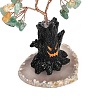 Halloween Theme Natural Green Aventurine and Yellow Quartz Chips Tree of Life Decorations DJEW-B013-02F-3