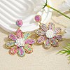 Flower Alloy Raffia Dangle Stud Earrings FS-WGFD46F-05-2