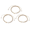 3Pcs Natural Cultured Freshwater Pearl & Brass & 304 Stainless Steel Beads Braided Bead Bracelets for Women BJEW-JB13108-2