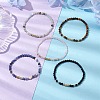 4mm Round Natural Mixed Stone & Non-magnetic Synthetic Hematite Beaded Stretch Bracelets BJEW-JB10682-5
