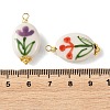 Hand Painted Porcelain Floral Pendants PALLOY-JF05909-3