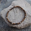 Natural Tiger Eye Rondelle Beaded Stretch Bracelets UT5328-3-1