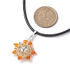 Flower Glass Seed Beads Pendant Necklaces NJEW-MZ00047-01-3