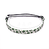 Printed Maple Leaf Pattern Cloth & Waxed Cord Braided Bracelets for Men Women FS-WG27F11-01-3