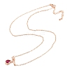 Bowknot with Teardrop Cubic Zirconia Pendant Necklace with Brass Cable Chains NJEW-F316-02RG-2