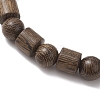 Natural Wenge Wood Beaded Stretch Bracelets for Women Men BJEW-JB13486-3